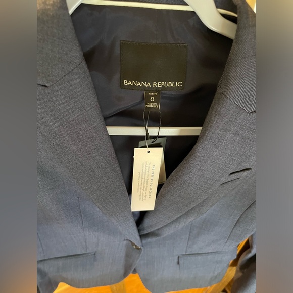 Banana Republic Blazer Womens 0 Petites Pockets Lined Blue Houndstooth NEW - Picture 4 of 9